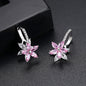 Cute Romantic Lovely Clear Stone Flower Shape Convenient Simple Stud Copper Cubic Zirconia Earrings, Blue, Green, Pink, Yellow