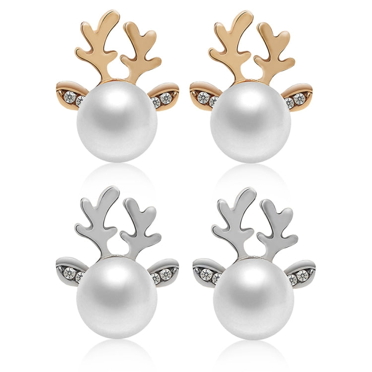 Micro-set Pearl Antler Earrings Deer Head  Earrings Elk Ear Studs