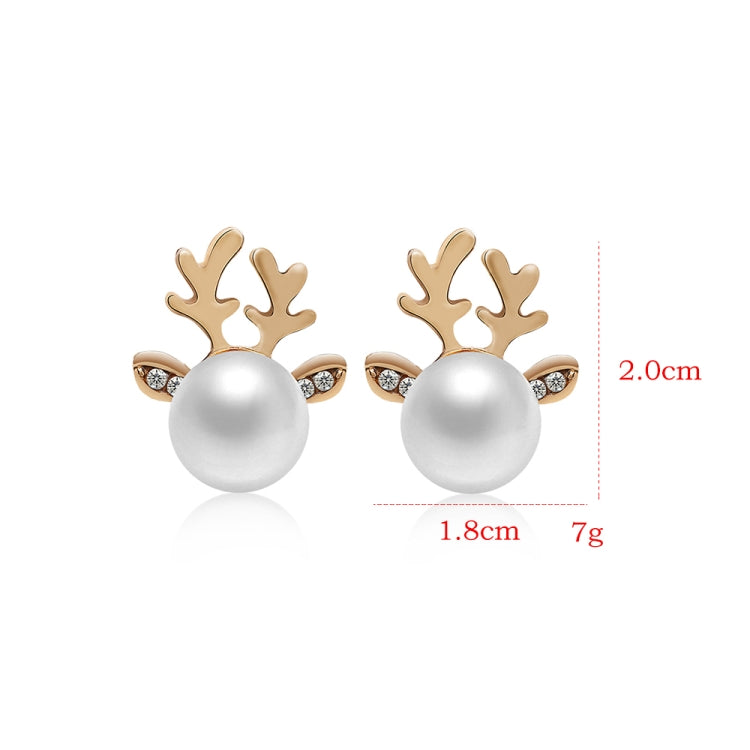 Micro-set Pearl Antler Earrings Deer Head  Earrings Elk Ear Studs