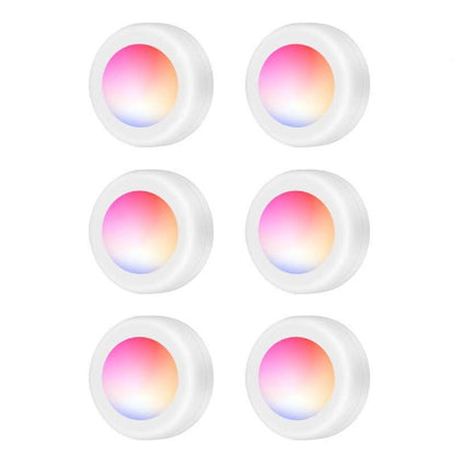 6 PCS / Set 16 Color RGB LED Night Light Strobe Atmosphere Pat Light Remote Control Cabinet Light with 2 Remote Control