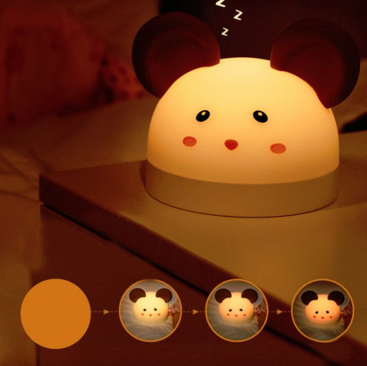 Cute Mouse Silicon Night Light with Electronic Alarm Clock Function Bedside Sleeping Desk Lamp Learning Clock