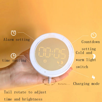 Cute Mouse Silicon Night Light with Electronic Alarm Clock Function Bedside Sleeping Desk Lamp Learning Clock