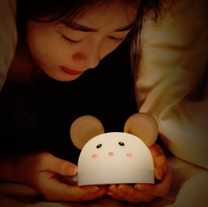 Cute Mouse Silicon Night Light with Electronic Alarm Clock Function Bedside Sleeping Desk Lamp Learning Clock