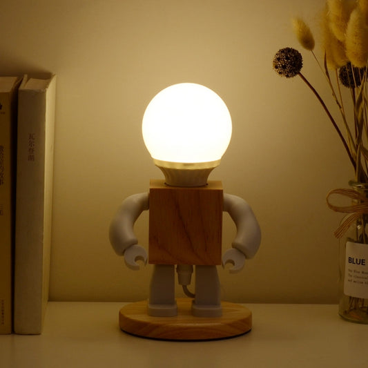 Solid Wood Robot Bedroom Bedside Simple Study Lamp Table Lamp