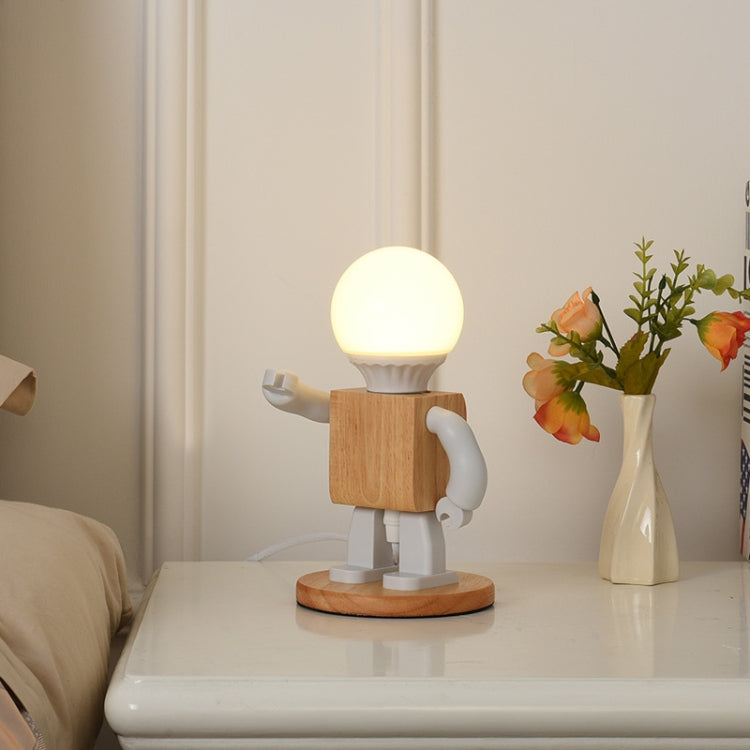 Solid Wood Robot Bedroom Bedside Simple Study Lamp Table Lamp