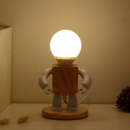 Solid Wood Robot Bedroom Bedside Simple Study Lamp Table Lamp