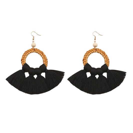 1 Pairs Ethnic Style Cotton Tassel Earrings Exaggerated Earrings Long Earrings