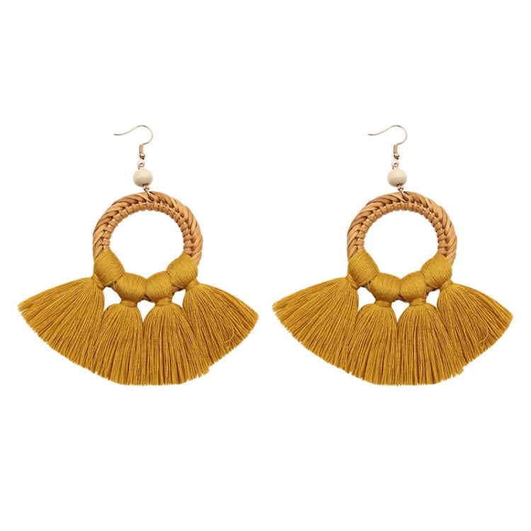 1 Pairs Ethnic Style Cotton Tassel Earrings Exaggerated Earrings Long Earrings