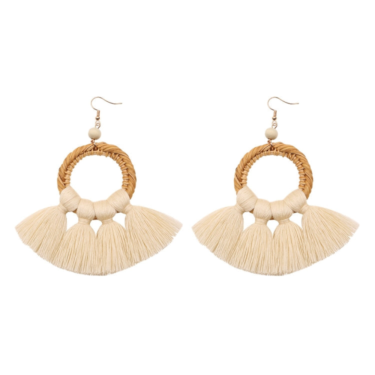 1 Pairs Ethnic Style Cotton Tassel Earrings Exaggerated Earrings Long Earrings