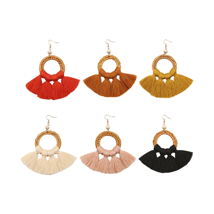 1 Pairs Ethnic Style Cotton Tassel Earrings Exaggerated Earrings Long Earrings