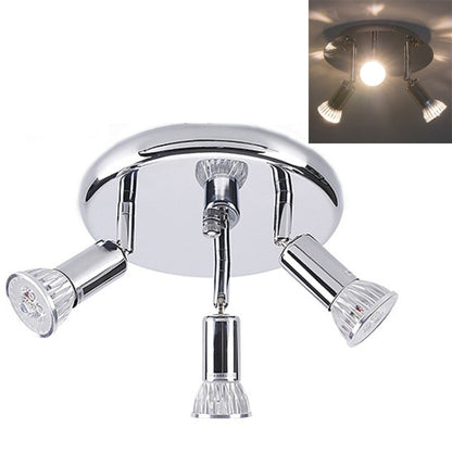 9W Round Three Head LED GU10 Ceiling Light Adjustable Mirror Front Spotlight