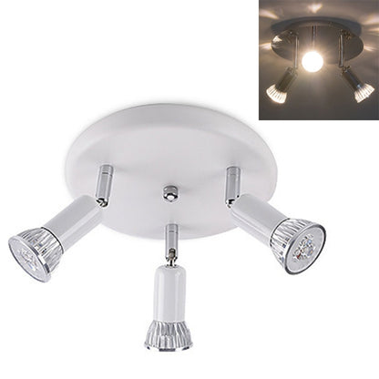 9W Round Three Head LED GU10 Ceiling Light Adjustable Mirror Front Spotlight