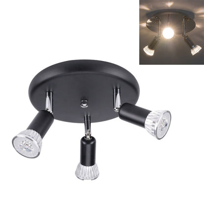 9W Round Three Head LED GU10 Ceiling Light Adjustable Mirror Front Spotlight