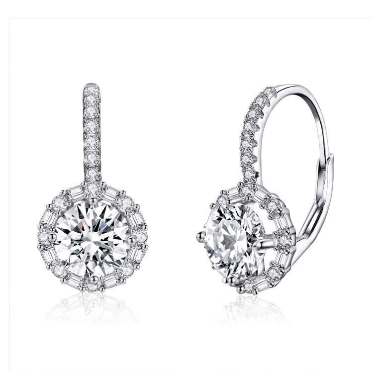 925 Sterling Silver Zircon Round Drop Earrings, SCE508