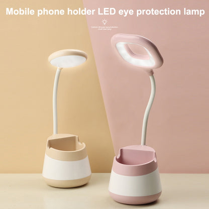 USB Charging LED Desk Light Eye Protection Lamp with Pen Holder and Phone Holder