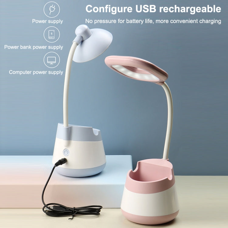 USB Charging LED Desk Light Eye Protection Lamp with Pen Holder and Phone Holder