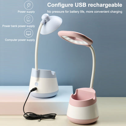 USB Charging LED Desk Light Eye Protection Lamp with Pen Holder and Phone Holder