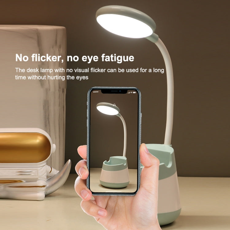 USB Charging LED Desk Light Eye Protection Lamp with Pen Holder and Phone Holder