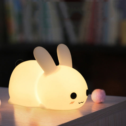 Silicone Rabbit LED Night Light USB Charging Dual-Tone Light Pat Light