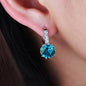 925 Sterling Silver Women Shiny Shape Micro-inserts Zircon Earrings, White, Black, Pink, Red, Water Blue