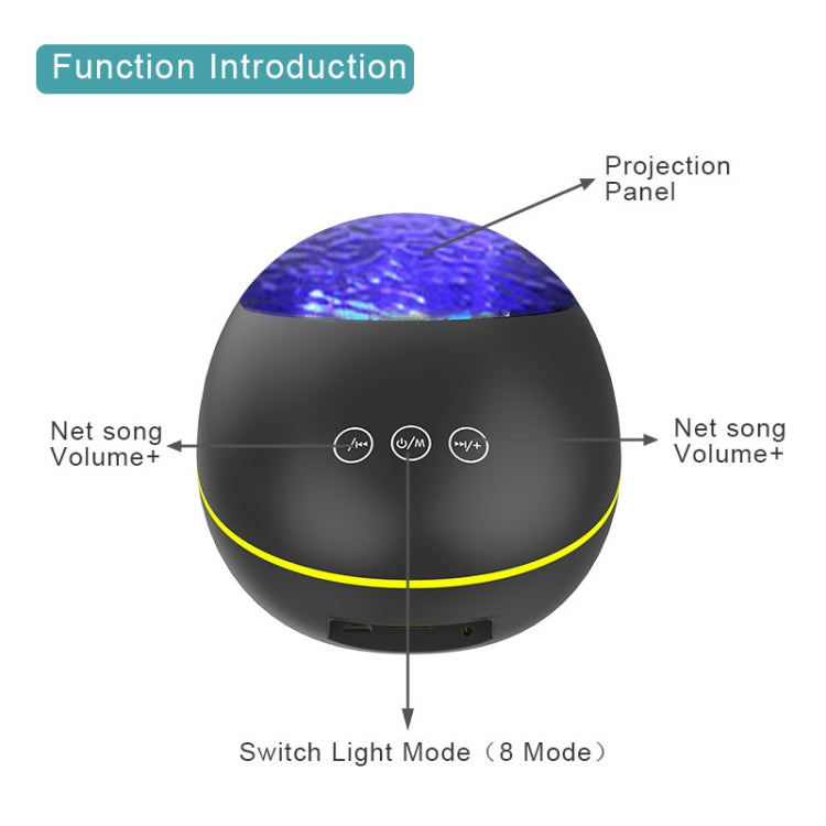 HMT-01  Remote Control Lucky Stone Ocean Projection Light LED Colorful Atmosphere Night Light USB Multifunctional Bluetooth Speaker