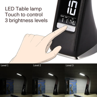 U2 5W 3-Level Dimmable LED Leather Texture Desk Lamp With Temperature/Clock/Calendar Display