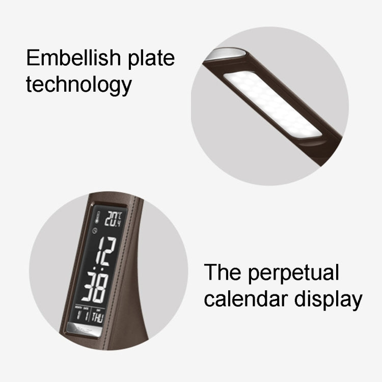 U2 5W 3-Level Dimmable LED Leather Texture Desk Lamp With Temperature/Clock/Calendar Display