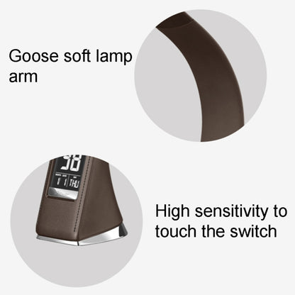 U2 5W 3-Level Dimmable LED Leather Texture Desk Lamp With Temperature/Clock/Calendar Display