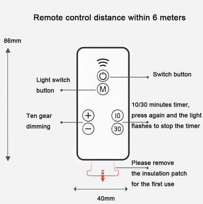 Remote Control Timer Dimming Night Light Bedroom Socket LED Wall Light, CN Plug