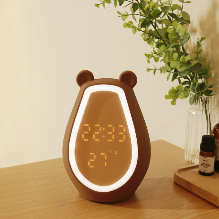 Bear Alarm Clock LED Digital Silent Bedside Lamp Bluetooth Speaker USB Charging Children Cartoon Night Light