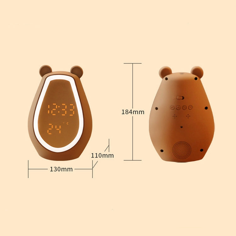 Bear Alarm Clock LED Digital Silent Bedside Lamp Bluetooth Speaker USB Charging Children Cartoon Night Light