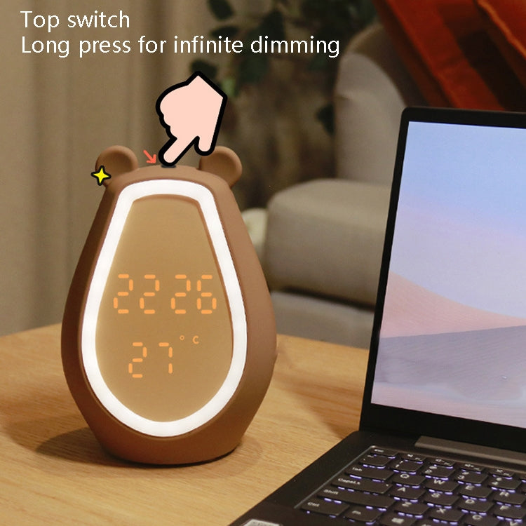 Bear Alarm Clock LED Digital Silent Bedside Lamp Bluetooth Speaker USB Charging Children Cartoon Night Light