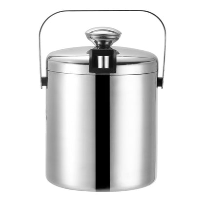 304 Stainless Steel Ice Bucket Double-Layer Hollow Bar Beer Wine Barrel With Ice Clip, Capacity: 1.3L