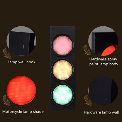 Retro Bar Restaurant Traffic Light Wrought Iron Engineering Glass LED Indoor Signal Wall Light