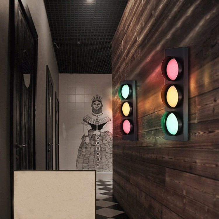 Retro Bar Restaurant Traffic Light Wrought Iron Engineering Glass LED Indoor Signal Wall Light