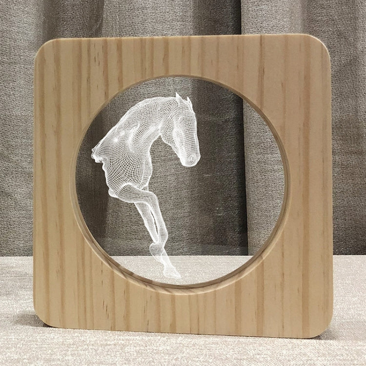 FS-A3762W 3D Horse Wooden Table Lamp Bedroom Night Light