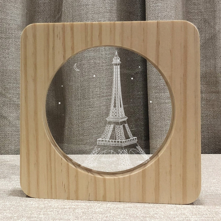 FS-A2821-02W Eiffel Tower Shape USB Solid Wood Table Lamp LED Night Light