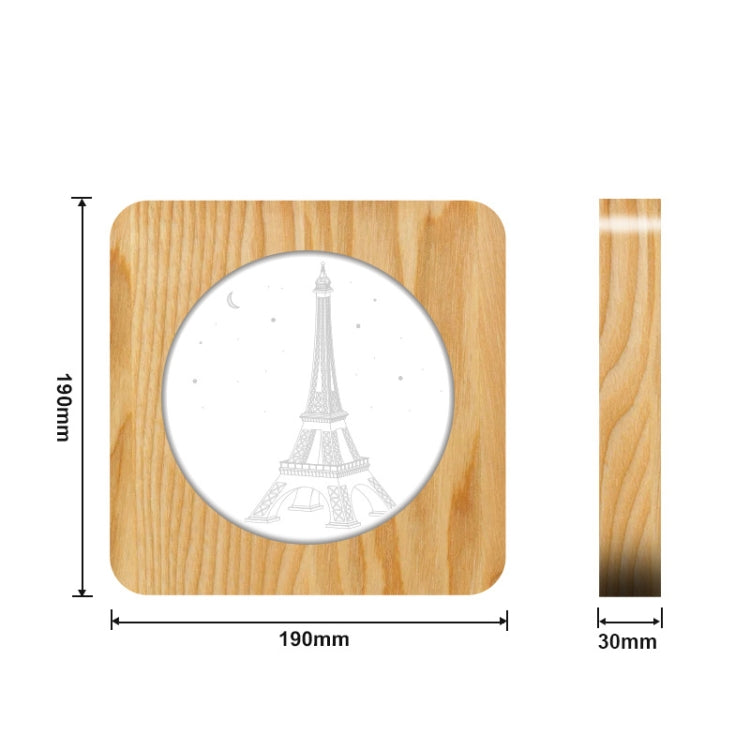 FS-A2821-02W Eiffel Tower Shape USB Solid Wood Table Lamp LED Night Light