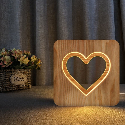 FS-T2158W Romantic Valentine Birthday Gift Wooden Night Light Home Decoration Decoration