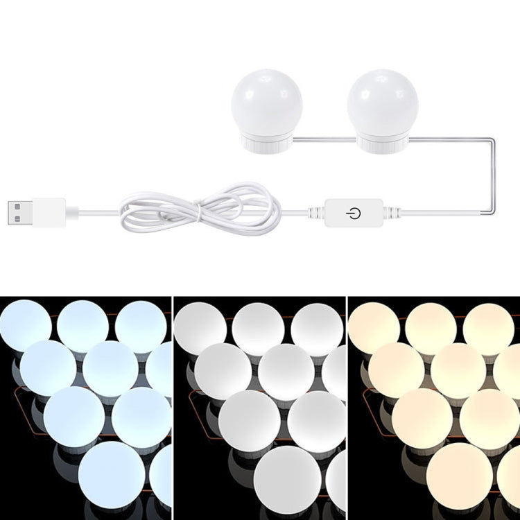 3 Color Temperature Mirror Front Lamp USB Simple Bathroom Makeup Light Bulbs