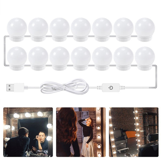 LED Mirror Front Lamp USB Adjustable Brightness Makeup Fill Light Bulbs