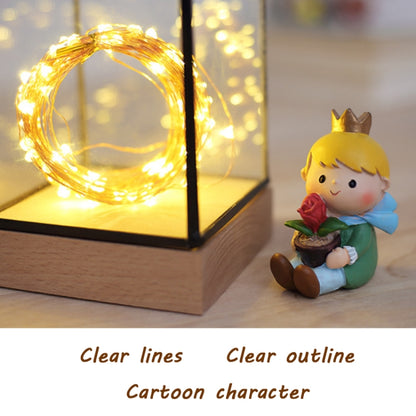 Fireworks Glass Lampshade Wooden Base 100 LEDs Night Light Birthday Christmas Gift, Spec: