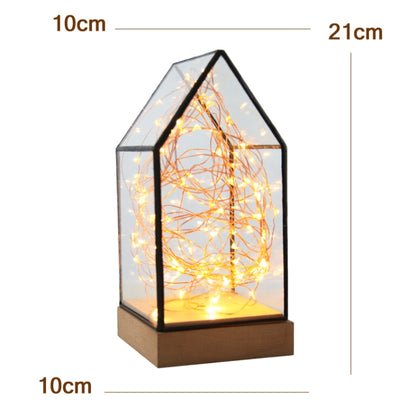 Fireworks Glass Lampshade Wooden Base 100 LEDs Night Light Birthday Christmas Gift, Spec: