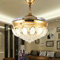 Invisible Crystal Fan LED Chandelier Home Living Room Bedroom Variable Frequency Ceiling Fan Light with Remote Control