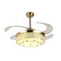 Invisible Crystal Fan LED Chandelier Home Living Room Bedroom Variable Frequency Ceiling Fan Light with Remote Control