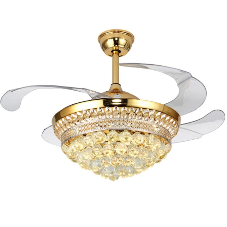 Invisible Crystal Fan LED Chandelier Home Living Room Bedroom Variable Frequency Ceiling Fan Light with Remote Control