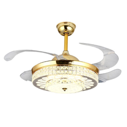 Invisible Crystal Fan LED Chandelier Home Living Room Bedroom Variable Frequency Ceiling Fan Light with Remote Control