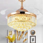 Invisible Crystal Fan LED Chandelier Home Living Room Bedroom Variable Frequency Ceiling Fan Light with Remote Control