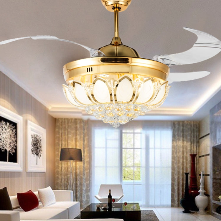 Invisible Crystal Fan LED Chandelier Home Living Room Bedroom Variable Frequency Ceiling Fan Light with Remote Control