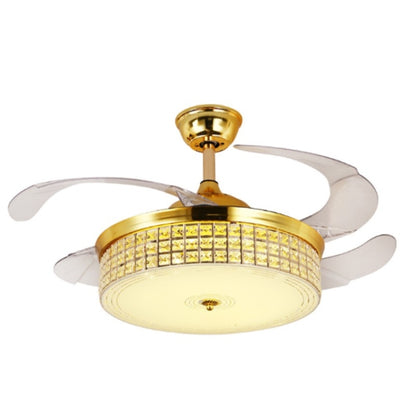 Invisible Crystal Fan LED Chandelier Home Living Room Bedroom Variable Frequency Ceiling Fan Light with Remote Control